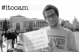 Justin McDaniels shares a memory for the I, Too, Am OSU campaign, which he helped launch last month.  Photo courtesy of I, Too, Am OSU. Patterned after I, Too, Am Harvard