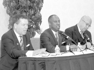 National Bankers Association President Michael Grant, U.S. Black Chambers Inc. President Ron Busby, and A.M.E. board member, Rev. Jonathan Weaver discuss a new plan for economic development through the Black Church.