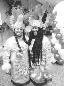 In attendance at the New Orleans Black Indians Alliance (NOBIA) inaugural Soiree of Feathers are two Indian queens