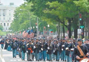 African-American Civil War re-enactors recently marched in a parade in Washington, D.C., honoring Black troops who fought in the Civil War.