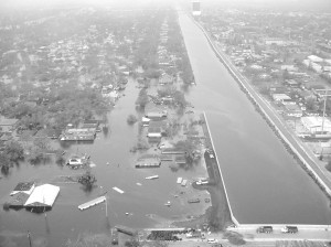 During Hurricane Katrina, the floodwall and levee on the 17th Street Canal collapsed without being overtopped. It was one of about 50 breaches in the flood protection system that caused widespread flooding in the city.  Photo courtesy of U.S. Army Corps of Engineers