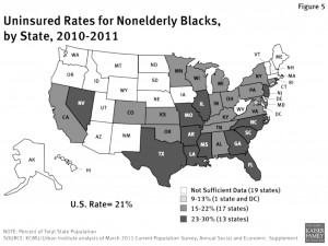 BLACKS WHO LACK HEALTH INSURANCE BY STATE