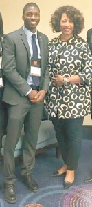 Darnel Williams, one of 30 students who are members of the first cohort of the Apple HBCU Scholars Program, poses with Denise Young-Smith, vice president for worldwide human resources at Apple and a graduate of Grambling State University, who announced the winners at the Thurgood Marshall College Fund Leadership Institute in Washington, D.C. last month.