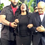 A distraught Sandra Sterling at the funeral of her nephew, Alton Sterling.