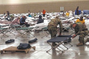 Cots are set up at the Baton Rouge River Center on Aug. 15