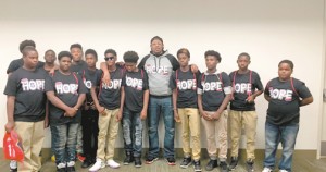 Master P spends time with mentees of hiss Team H.O.P.E program set up to prepare young  Black men to go to college and impact their community.