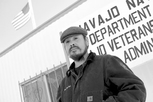 Navy combat veteran John Shirley from Wide Ruins, Arizona,  said his call to duty for the Standing Rock Sioux Tribe and the thousands of protestors demonstrating against the Dakota Access Pipeline near Cannonball, North Dakota will be shown through peace and love as he stands on the 'front lines' between a militarized police and peaceful protestors.