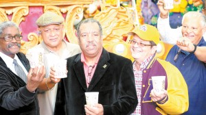 St. Aug. Purple Knight members of the marching band class of 1967 reunite at the Rex Den on Feb. 21, 2017 after their band was the first African American band to march in a Rex parade 50 years ago. They will parade on The Calliope as part of the Krewe of Rex on Mardi Gras day 2017.