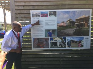 Leon Waters of Hidden History Tours talks about the post-Katrina recovery efforts in the Lower Ninth Ward during the Steeped in History Tour on April 6.