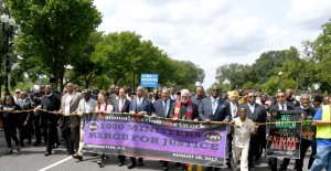 Thousands of clergy march from the Martin Luther King Jr. Memorial toward the U.S. Department of Justice on August 28. It was an outcry to the Trump Administration on the 54th Anniversary of the 1963 March on Washington.