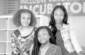 India Skinner (from left), Mikayla Sharrieff and Bria Snell, 11th-graders from the District of Columbia, are finalists in a NASA youth science competition.