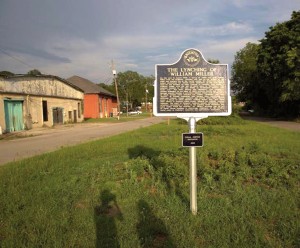 A rare sight: a marker commemorating a lynching, this one in Brighton, Alabama.