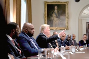 President Donald Trump speaks during a meeting with inner-city pastors in the Cabinet Room of the White House in Washington, Wednesday, Aug. 1, 2018