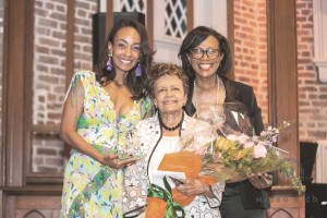 Mrs. Sybil H. Morial (center), New Orleans former first lady and widow of the late Mayor Ernest "Dutch" Morial was honored by the ACLU of Louisiana  on May23. Pictured with her are, from left, Alanah Odoms Hebert, executive director of the ACLU of La, and Michele Moore, its chief communications officer.