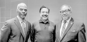 NNP President and CEO Dr. Benjamin F. Chavis, Jr. (pictured at right), who participated in the teleconference, said the NNPA's partnership with the BNC is profound win-win for Black America. (Alson pictured are former Republican U.S. Congressman J.C. Watts, chairman of BNC (left) and Jacksonville Jaguars owner, Shad Khan, who is a primary investor in the new network.