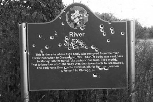 Shot up memorial honoring Emmett Till