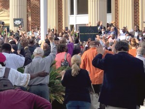 Black pastors and other clergy gathered on Thursday, November 18 outside of the court house in Brunswick, Georgia, where three men are on trail for the killing of Ahmaud Arbery following a demand by a member of the defense team that the judge limit Black pastors from attending the trial. Photo by Pat Bryant